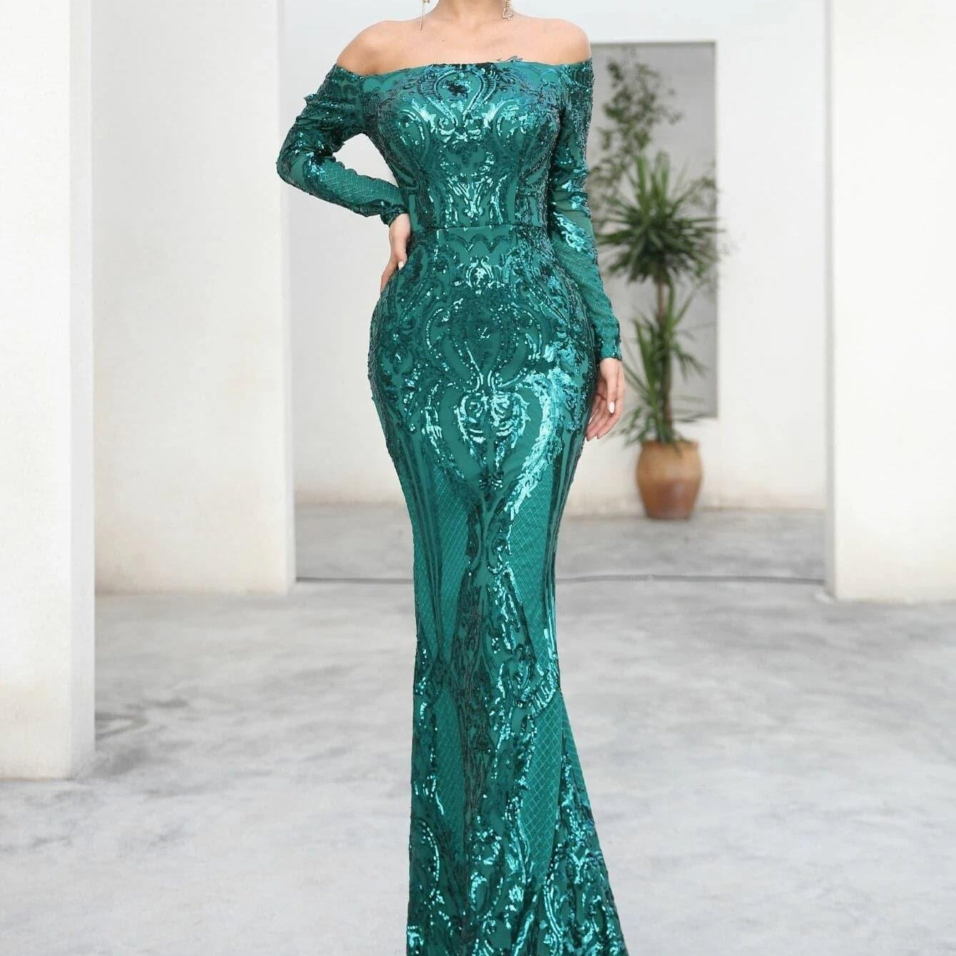 Off Shoulder Sequin Prom Dress FT18392 - MISS ORD
