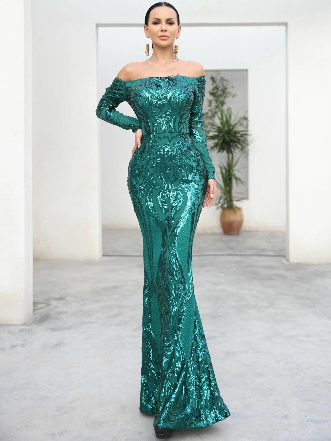 Off Shoulder Sequin Prom Dress FT18392 - MISS ORD