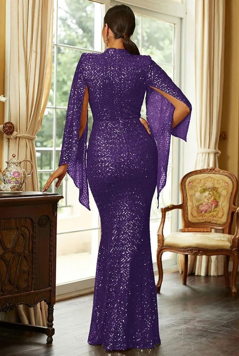 Glitter Bell Sleeve Mermaid Dress XJ1263 - MISS ORD