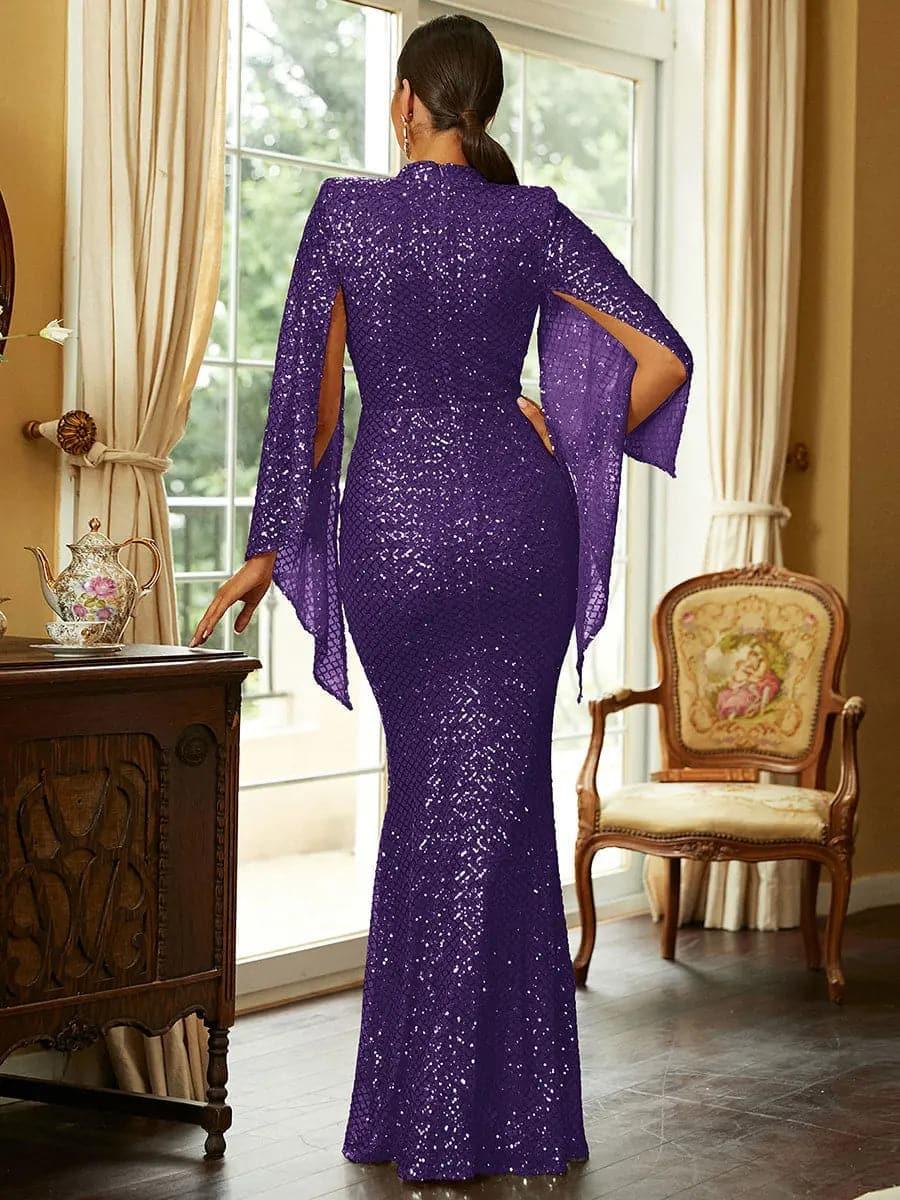 Glitter Bell Sleeve Mermaid Dress XJ1263 - MISS ORD