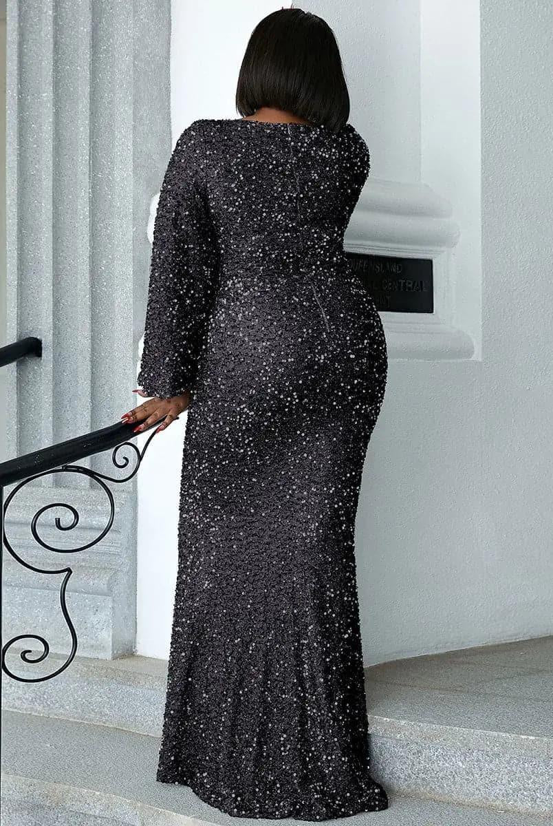 Flared Sleeve Curve Dress PM02010 - MISS ORD