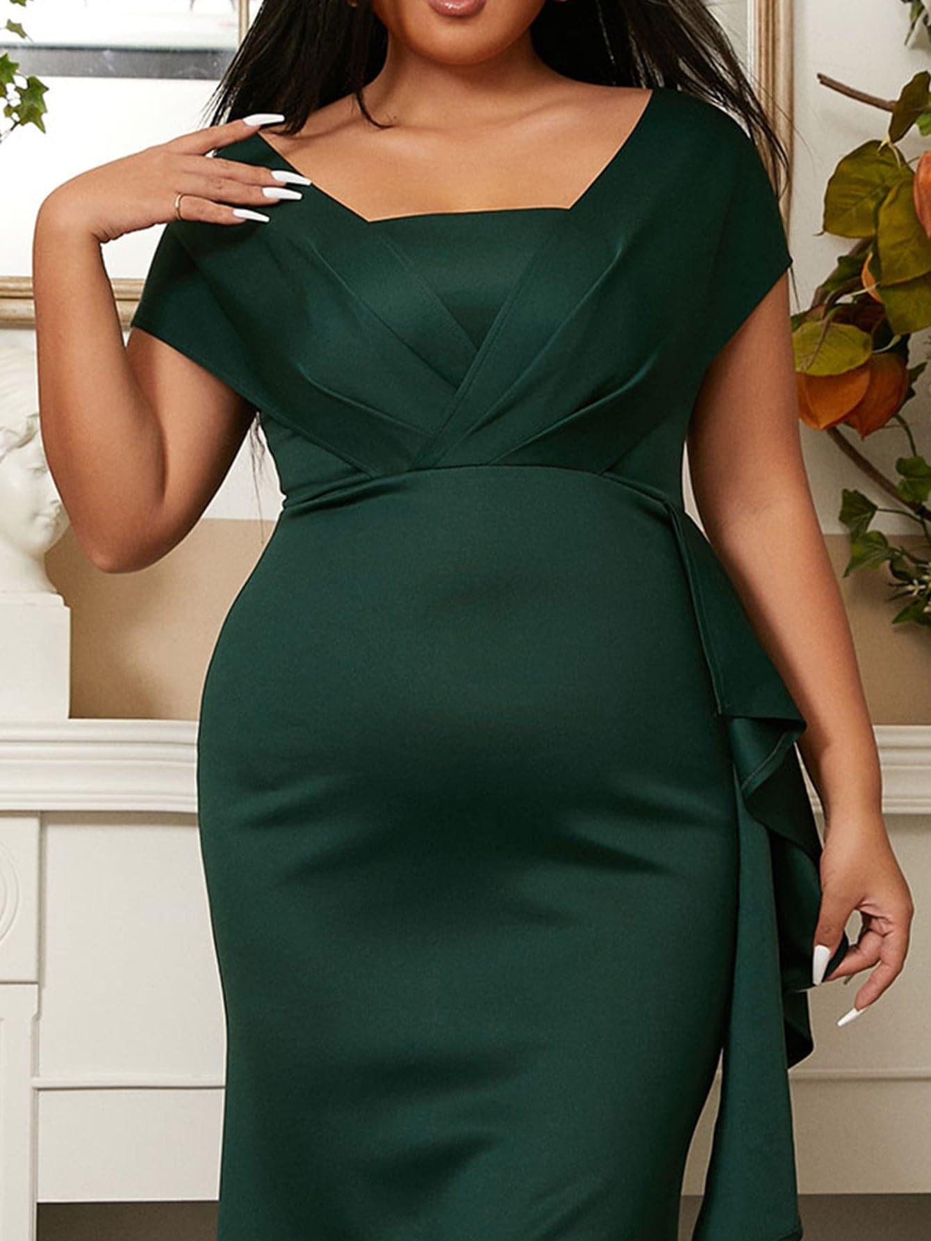 Plus Emerald Green Mermaid Evening Dress PXH2461 - MISS ORD
