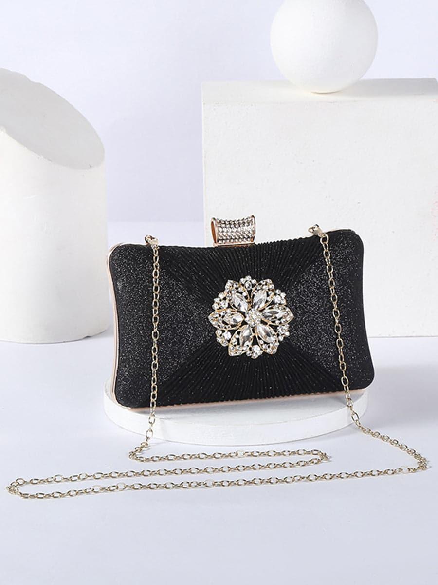 Fold Inlay Stone Square Evening Clutch Bag Shoulder MNBF011 - MISS ORD