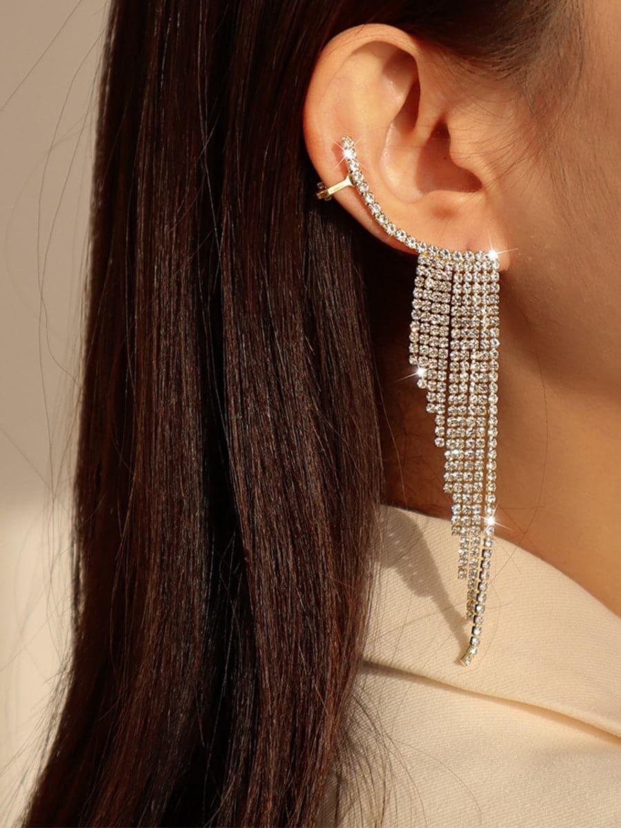 Zinc Alloy Rhinestones Tassel Earrings MSE101045 - MISS ORD