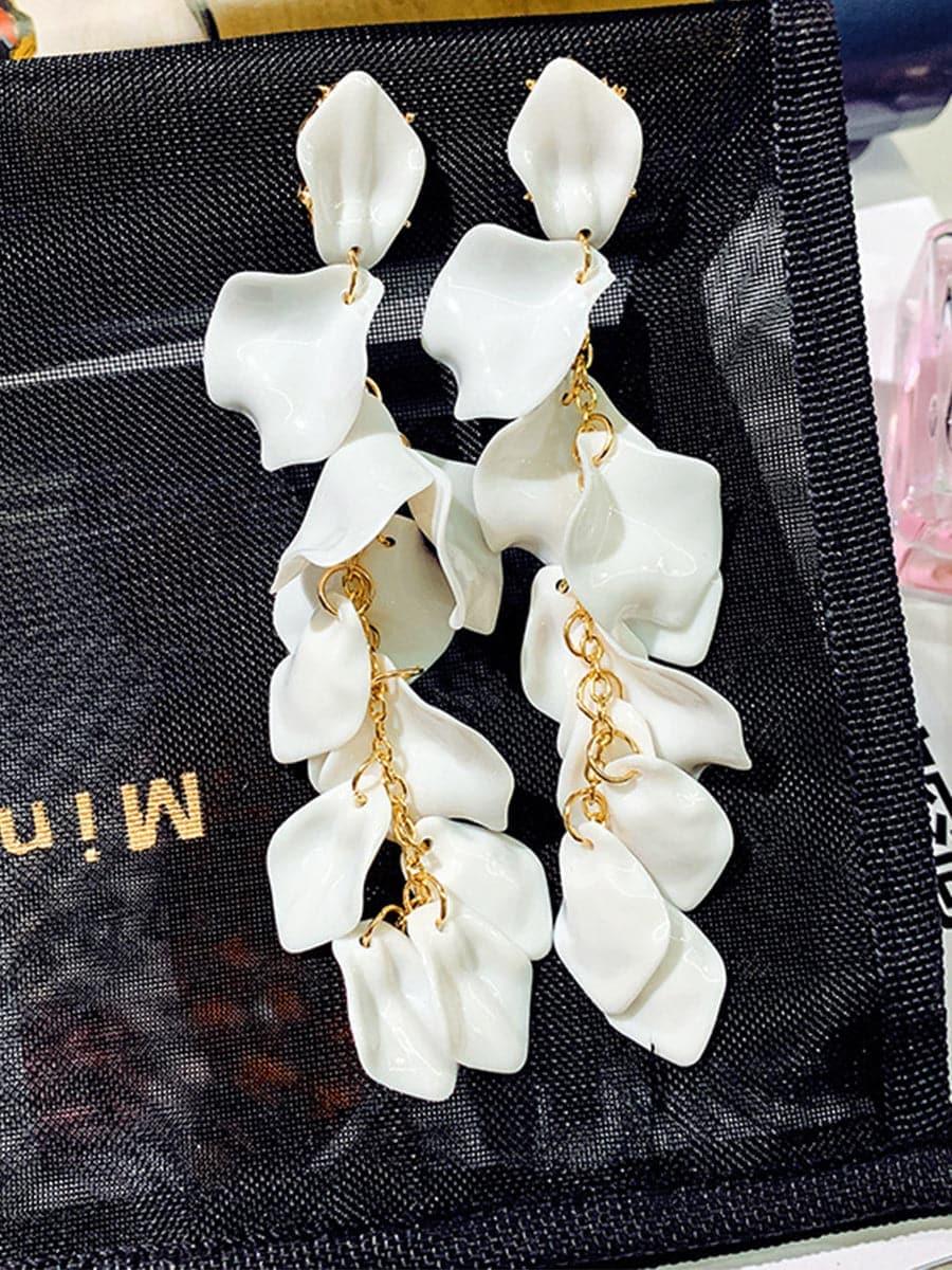 925 Silver Post Rose Petal Earrings MSE100706 - MISS ORD