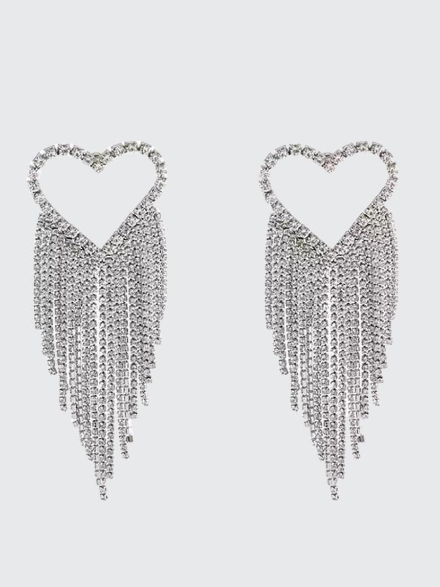 Heart Inlay Stone Tassel Earrings MSE101047 - MISS ORD