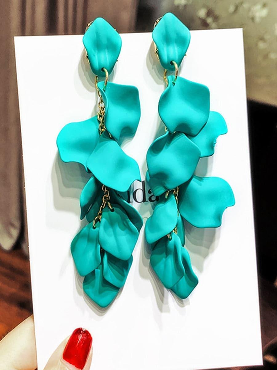 925 Silver Post Rose Petal Earrings MSE100706 - MISS ORD