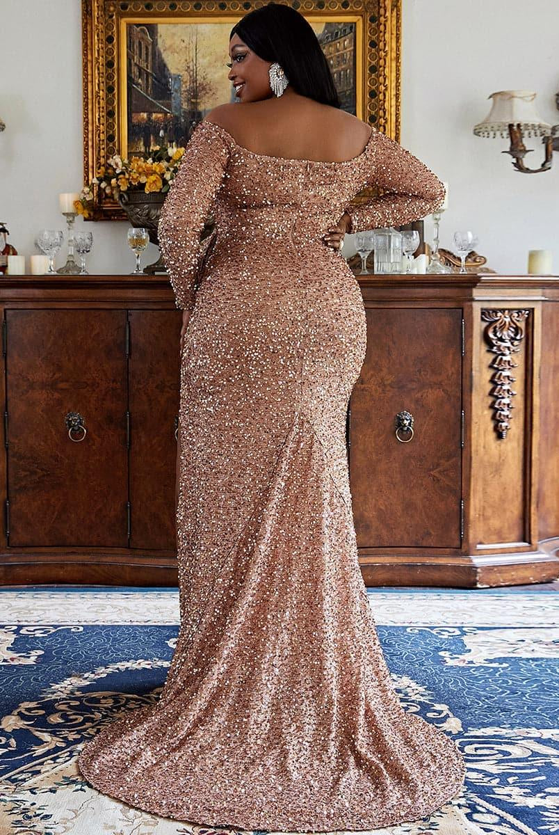 Plus Size Bow Knot Split Formal Dress PXH2122 - MISS ORD