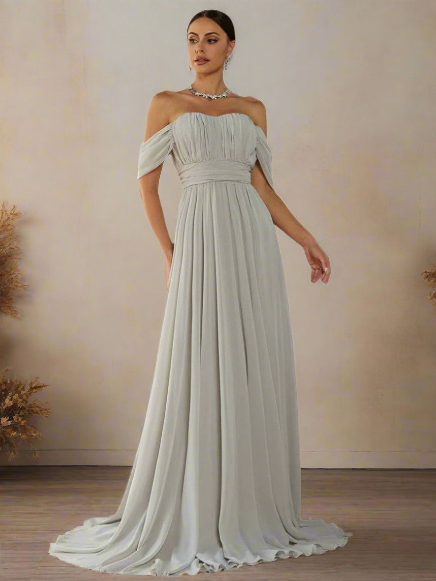 Off Shoulder Ruched Evening Dress RJ10007 - MISS ORD