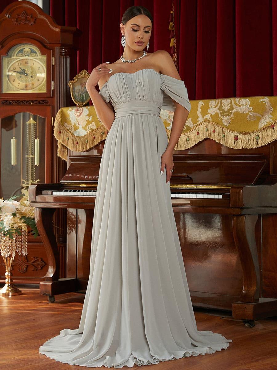 Off Shoulder Ruched Evening Dress RJ10007 - MISS ORD