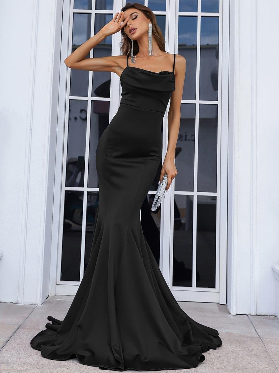 Sequin Insert Backless Mermaid Evening Dress XJ514 - MISS ORD