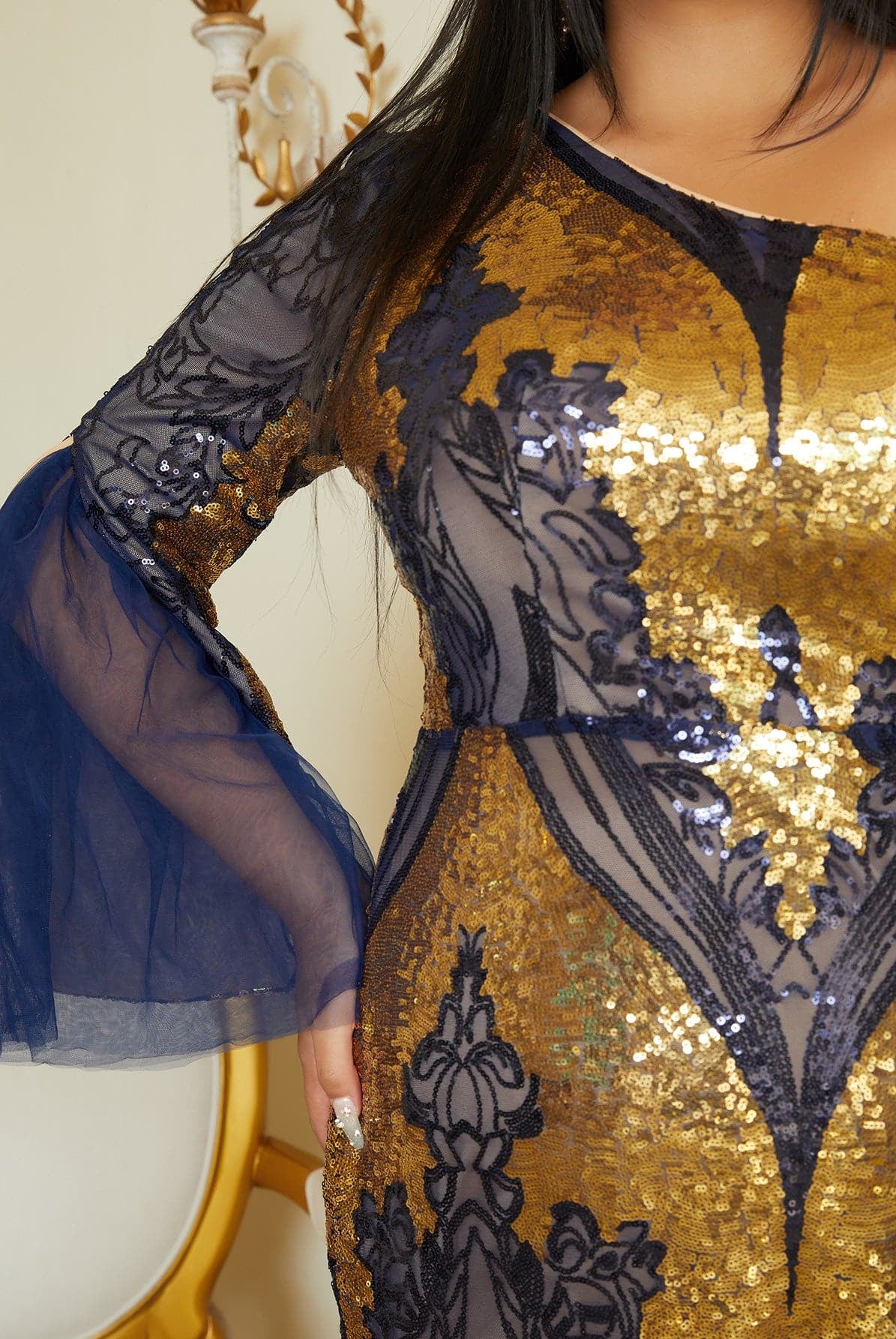 Plus Size Formal One Shoulder Sequin Blue Prom Dress PXJ1591 MISS ORD