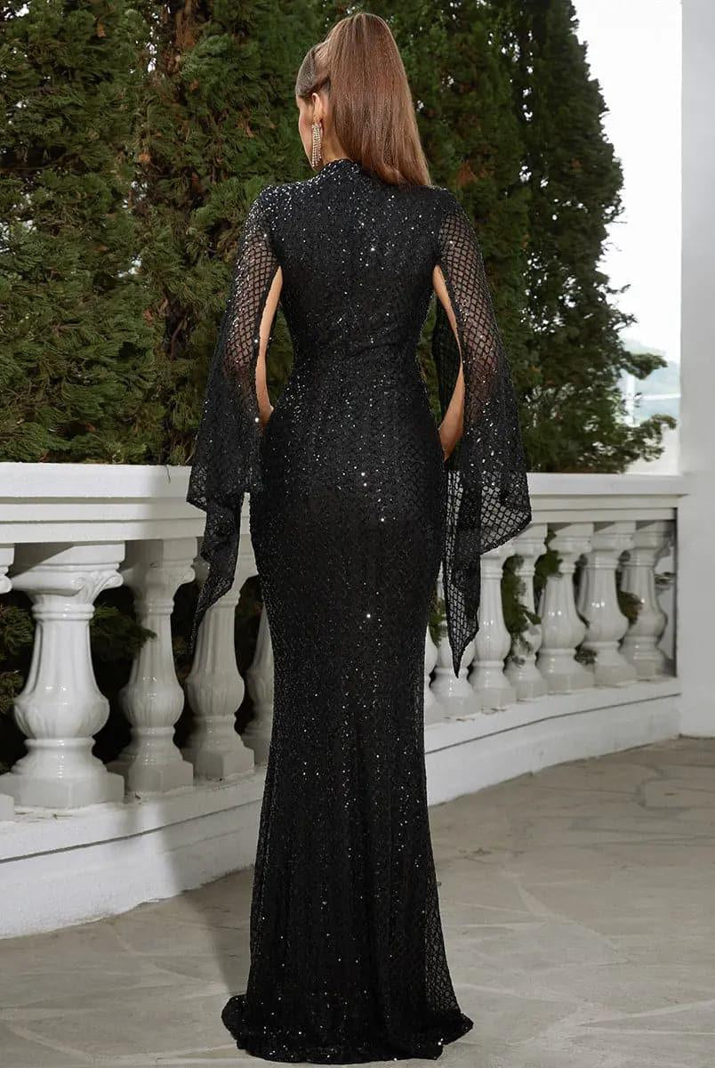 Glitter Bell Sleeve Mermaid Dress XJ1263 - MISS ORD