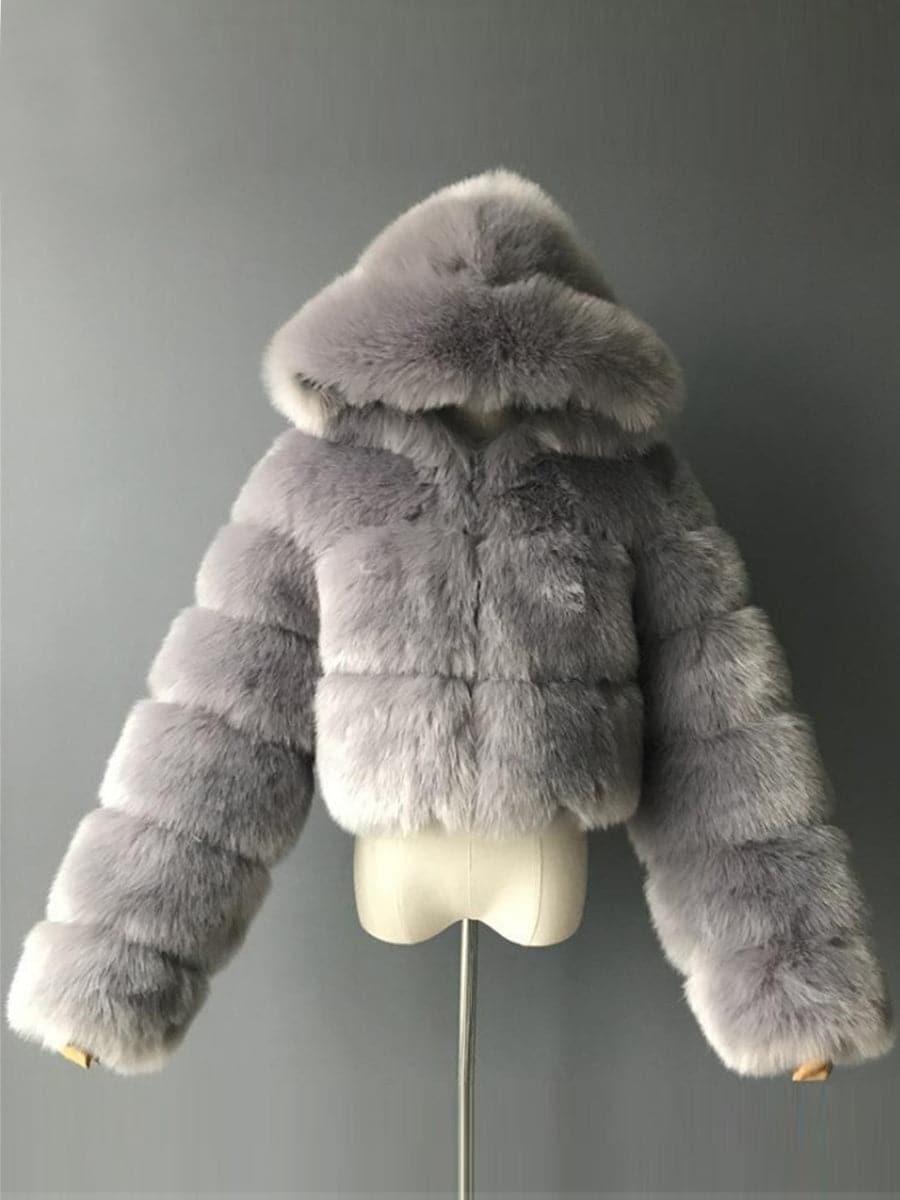 Ivory Faux Fur Hooded Coat MSF004 - MISS ORD