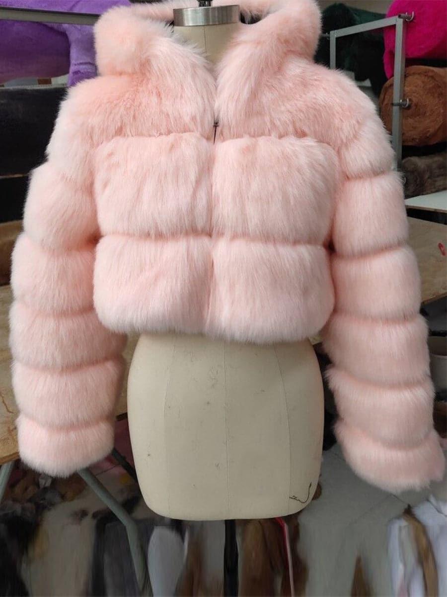 Ivory Faux Fur Hooded Coat MSF004 - MISS ORD