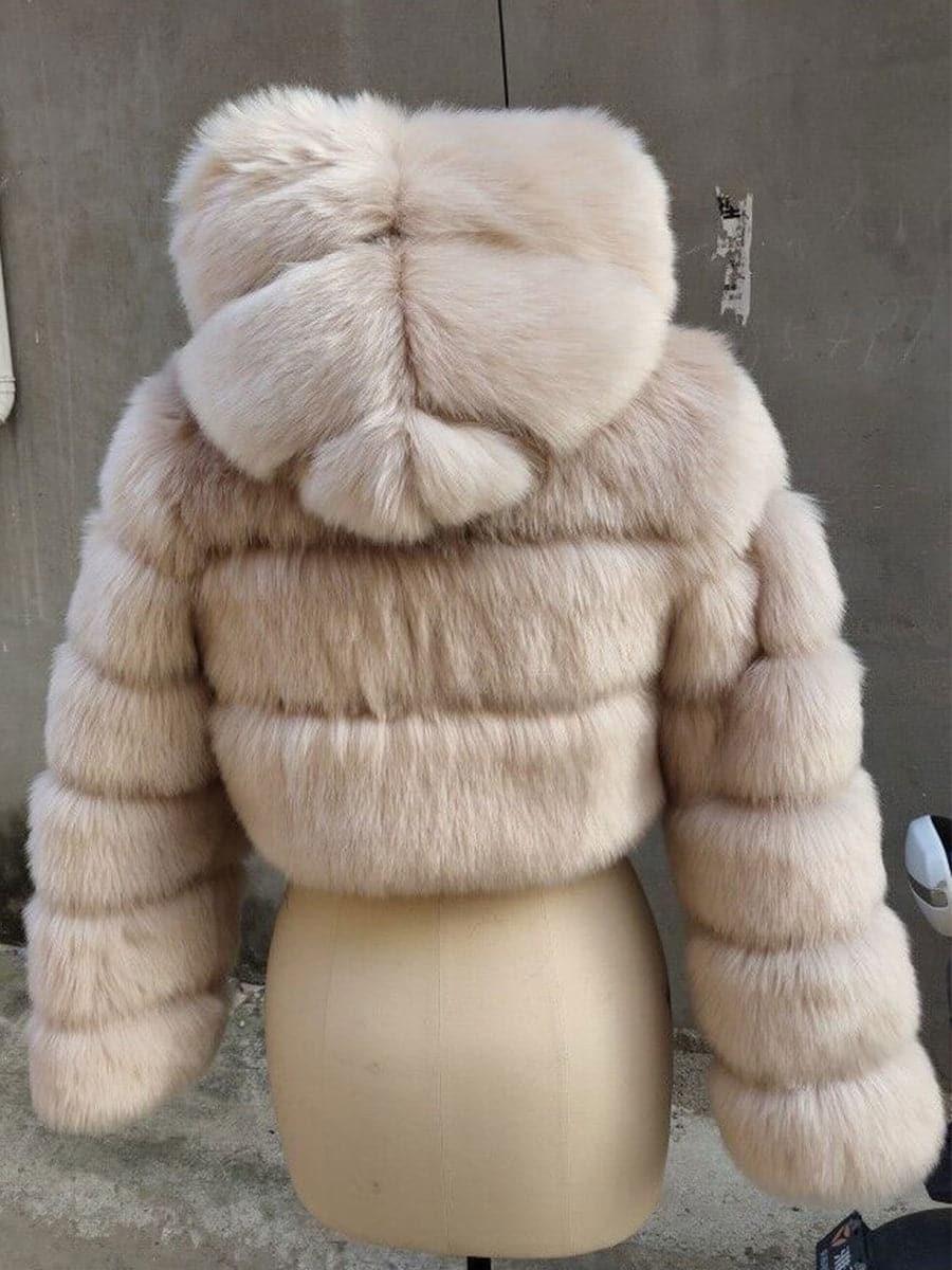 Ivory Faux Fur Hooded Coat MSF004 - MISS ORD