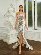 Strapless Backless Split Sequin Prom Dress RM20585