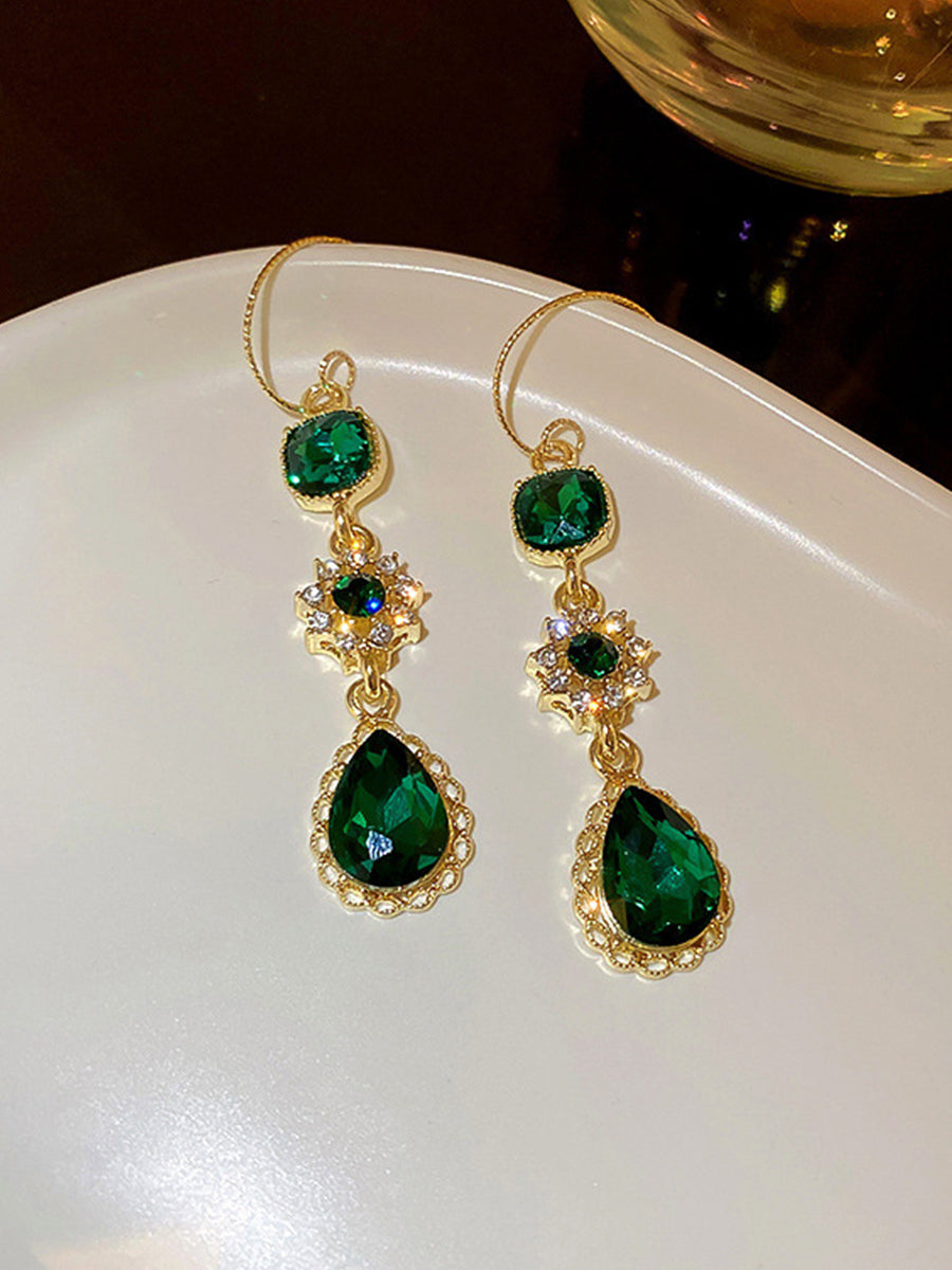 Vintage Drop Emerald Earrings MSE00170 - MISS ORD