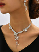 Sparkling Pearl Drop Crystal Rhinestone Necklace Set MSE00137