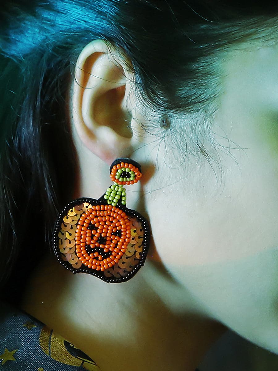 Pumpkin Ghost Face Halloween Earrings MSE00156 MISS ORD