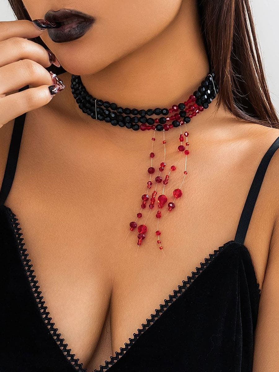 Halloween Crystal Tassel Beaded Necklace MSE00165