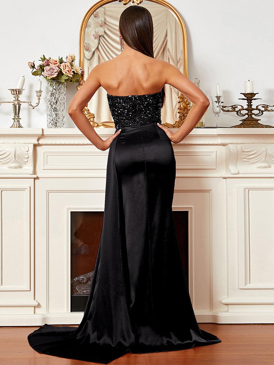 Tube Top High Split Satin Prom Dress XH1964 - MISS ORD