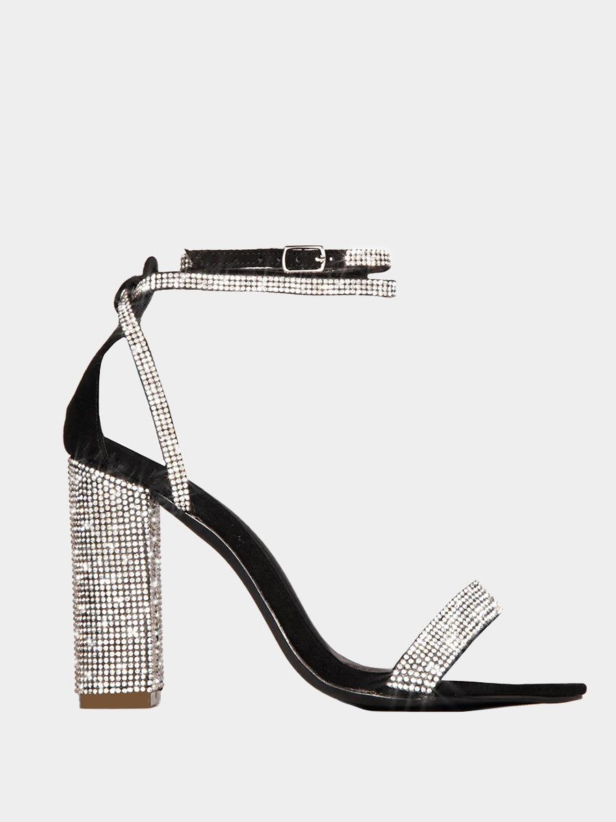 Rhinestone Chunky High Heels MHE4927 - MISS ORD