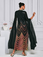 MISSORD V-Neck Black Sequin Maxi Dress