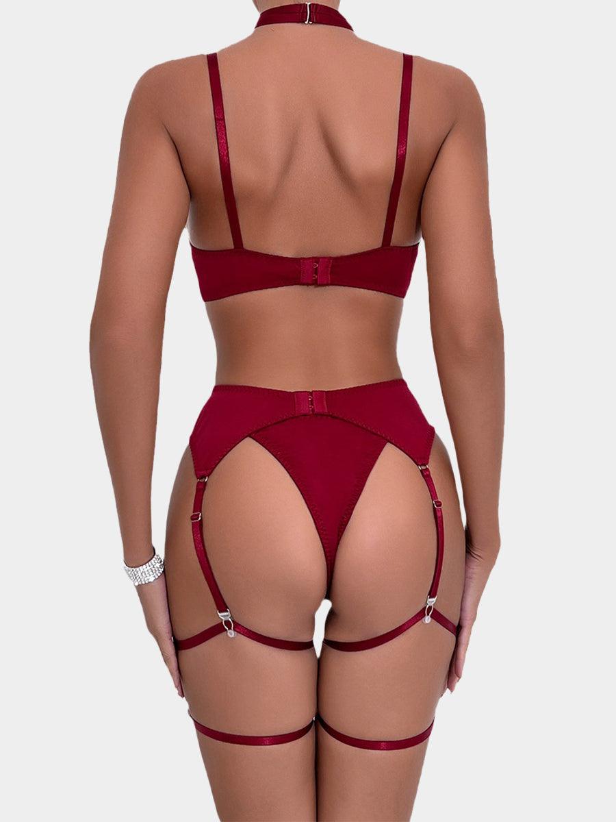 Sexy Garter Hollow Sexy Lingerie Four-piece Set MSL041 - MISS ORD