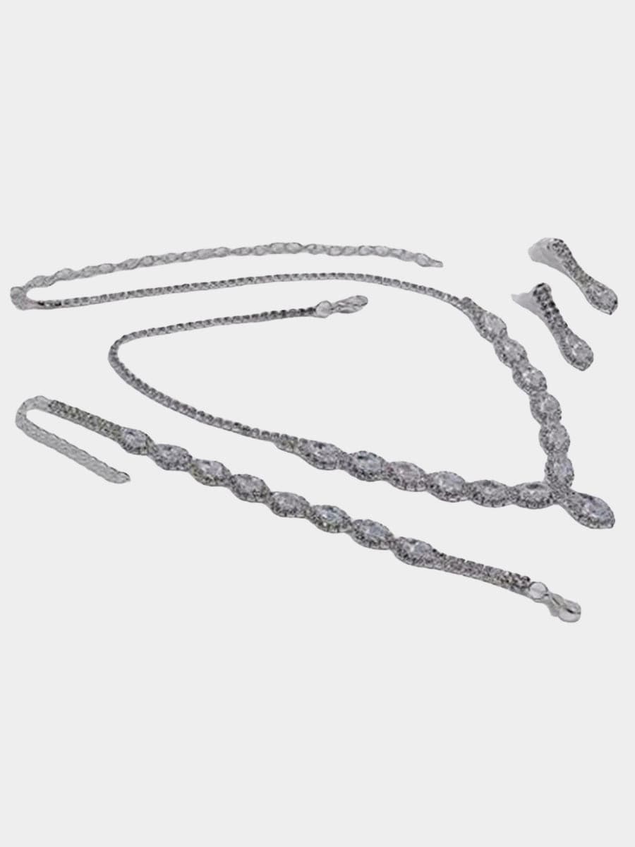 Sparkling Rhinestone Necklace Earrings Bracelet Set MSE00128 MISS ORD