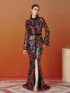 Vintage Floral Sequin Split Formal Dress GM00387 - MISS ORD