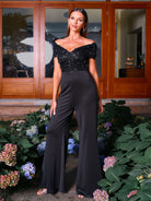 MISSORD V-neck Backless Butterfly Sequin Jumpsuits