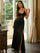 Mesh Split Black Mermaid Knit Prom Dress XJ980
