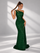 One Shoulder Cutout Sequin Ruched High Slit Mermaid Prom Dress
