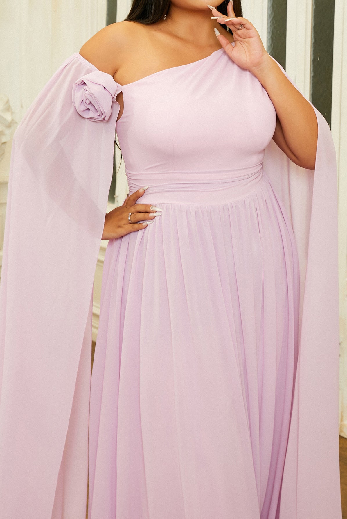 MISSORD Plus Szie A-line Purple Tulle Bridesmaid Dress