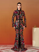 Vintage Floral Sequin Split Formal Dress GM00387 - MISS ORD