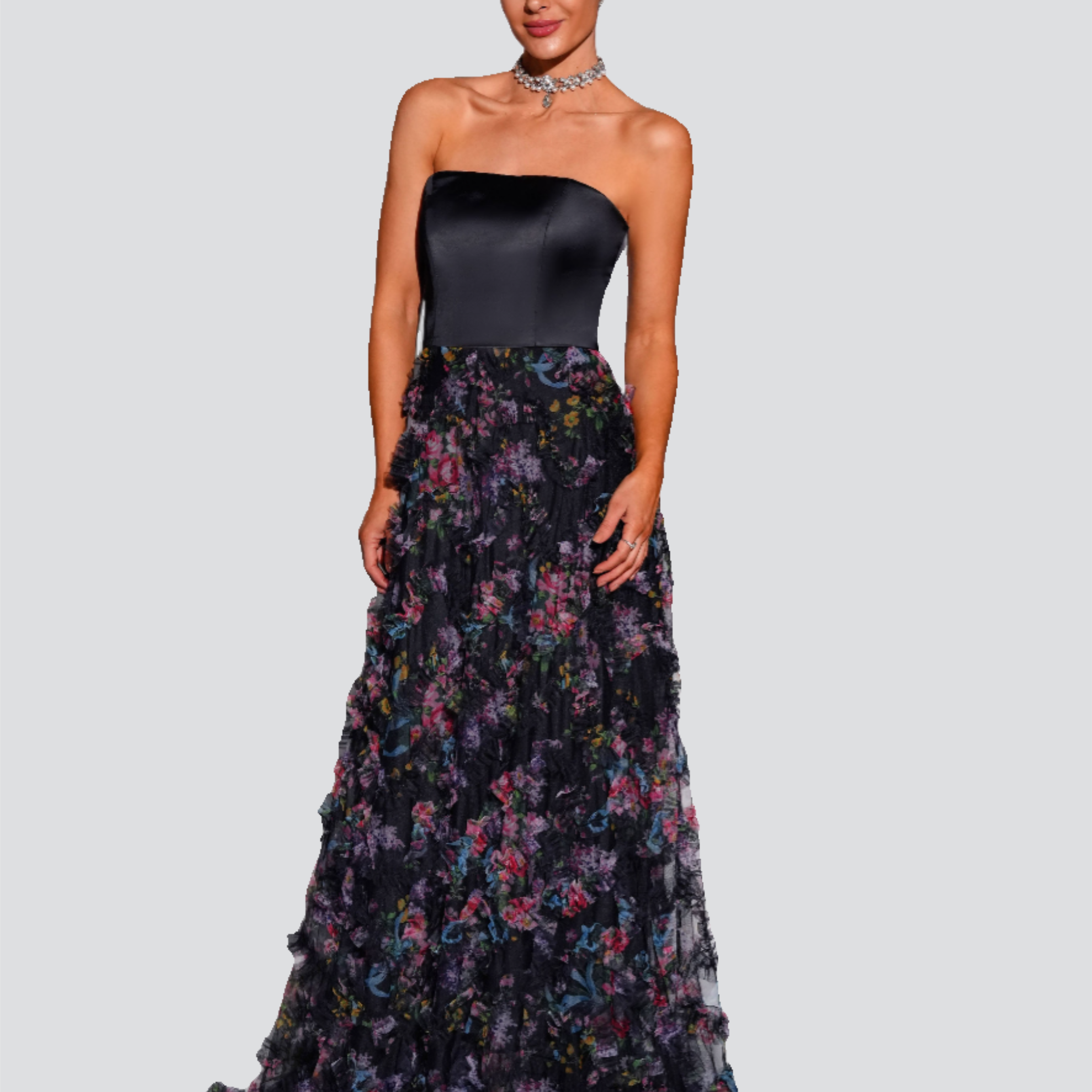 Tube Top Panel A-line Tulle Formal Dress