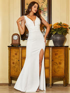 V Neck Split Mermaid Prom Dress