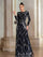 A-Line Long Sleeve Sequin Black Dress XJ1962 - MISS ORD