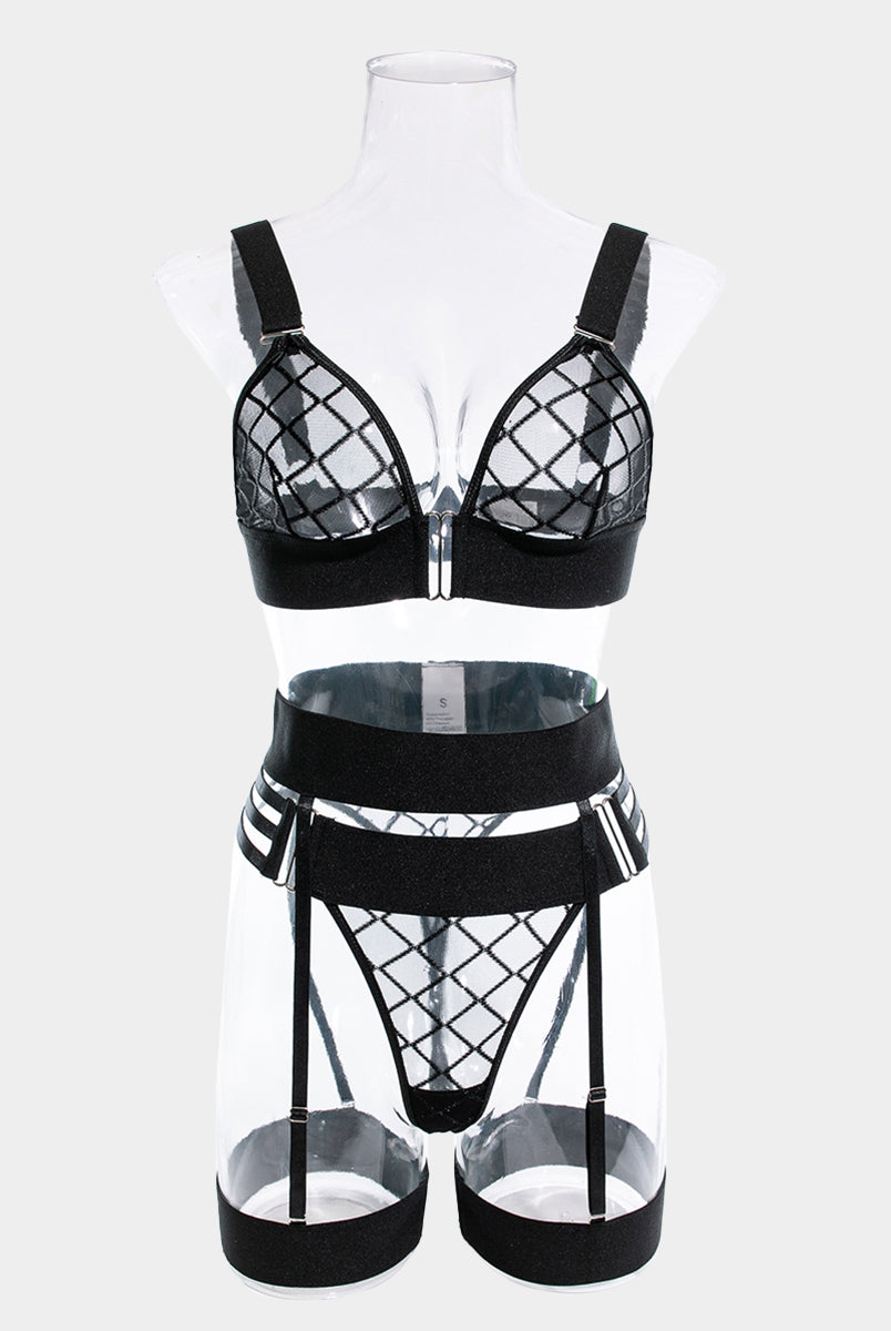 Grid See Through Sexy Lingerie Set MSL042