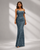 Formales schulterfreies Maxi-Abendkleid mit Pailletten XJ1764