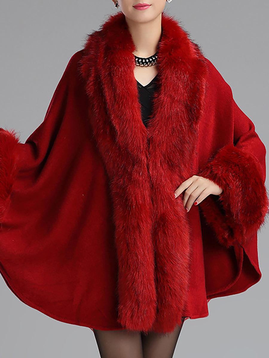 Loose Large Faux Fur Knitted Cardigan Cape MSF031 - MISS ORD