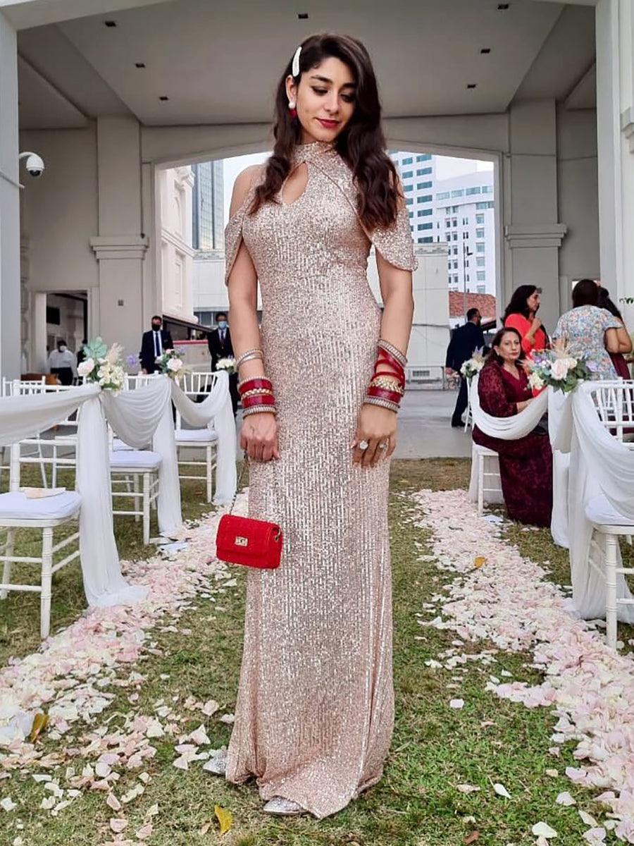 Cold Shoulder Mermaid Cutout Sequin Dress XH1696 - MISS ORD