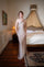 One Shoulder Draped Cape Backless Satin Evening Dress