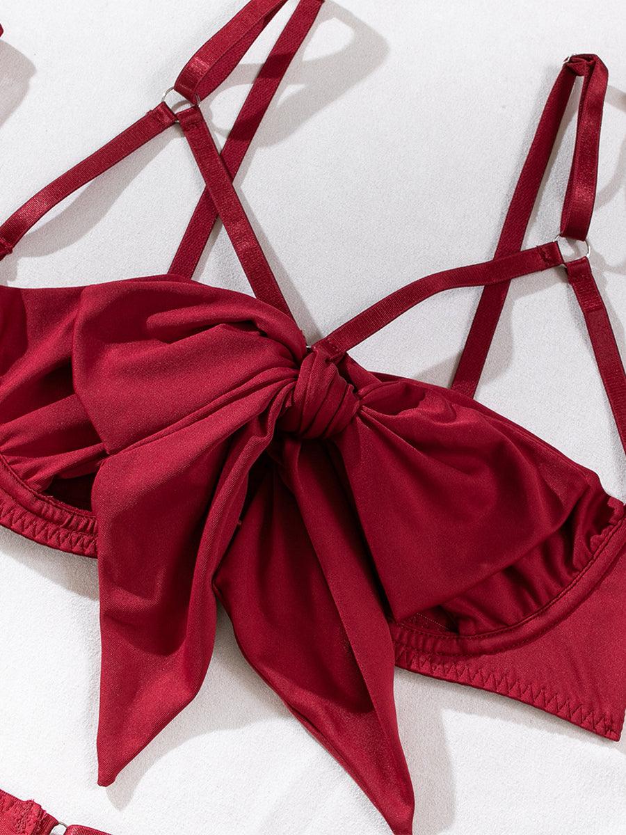 Sexy Garter Hollow Sexy Lingerie Four-piece Set MSL041 - MISS ORD