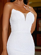 MISSORD Tube Top Feather White Mini Dress