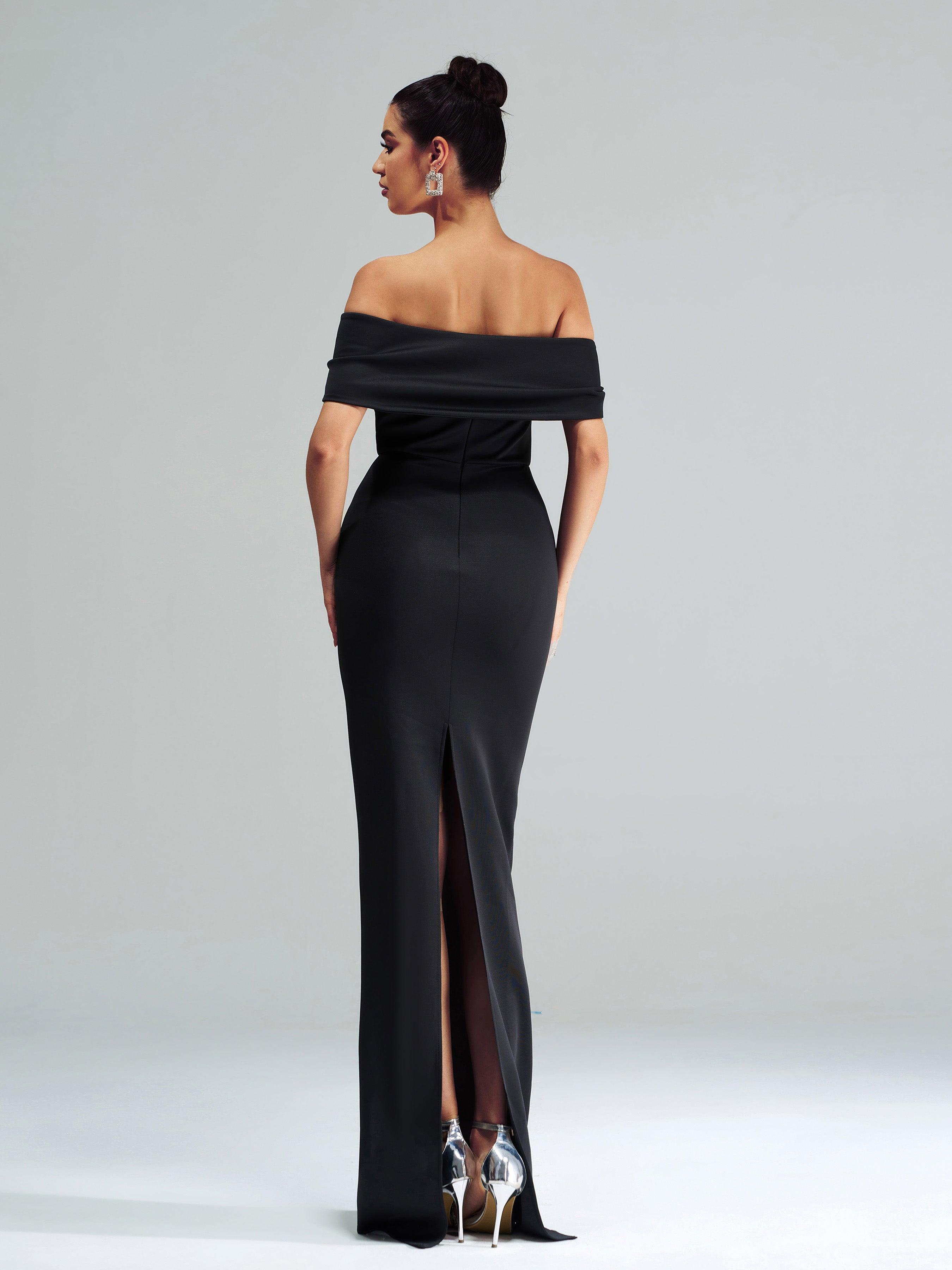 Black Off-shoulder Sheath Formal Dress RJ12070 - MISS ORD