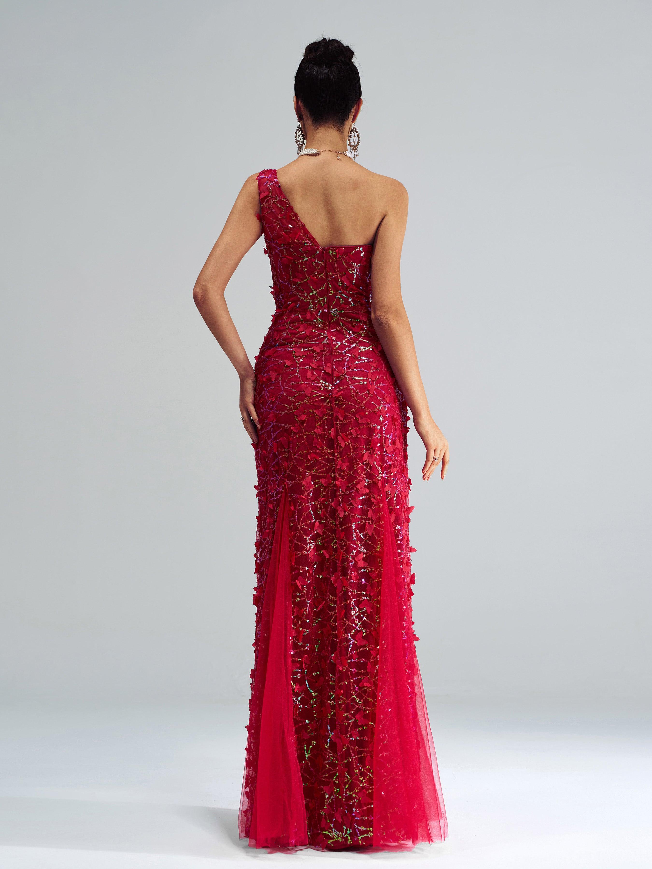 Butterfly Off Shoulder Sequin Mermaid Dress RH30893 - MISS ORD