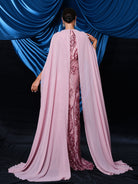 Metallic Embellished Collar Cape Sleeve Dress MES72011