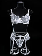 Embroidered Chain Elegant Sexy Lingerie Three-piece Set MSL045